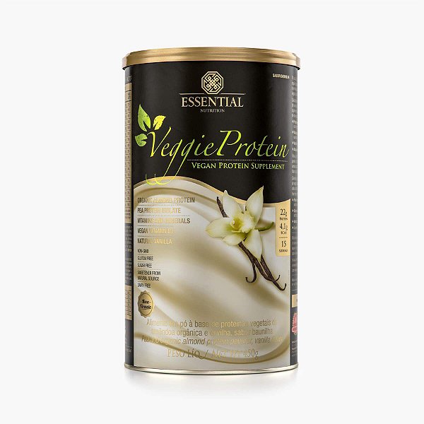 Veggie Protein Vanilla 450 g - 15 doses Proteína da Amêndoa e Proteína Isolada da Ervilha - ESSENTIAL