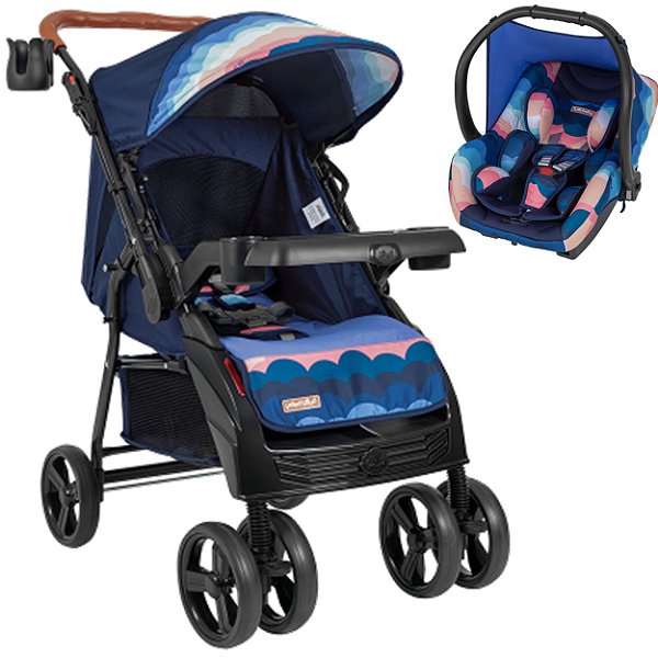 Carrinho de Bebe Tutti Baby Sky com Bebe Conforto Azul