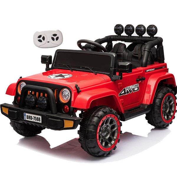 Carro Eletrico Jeep Fulltime 4WD Off Road Vermelho 12V Controle