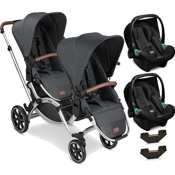 Carrinho de Gemeos com 2 Bebes Conforto ABC Design Zoom Storm