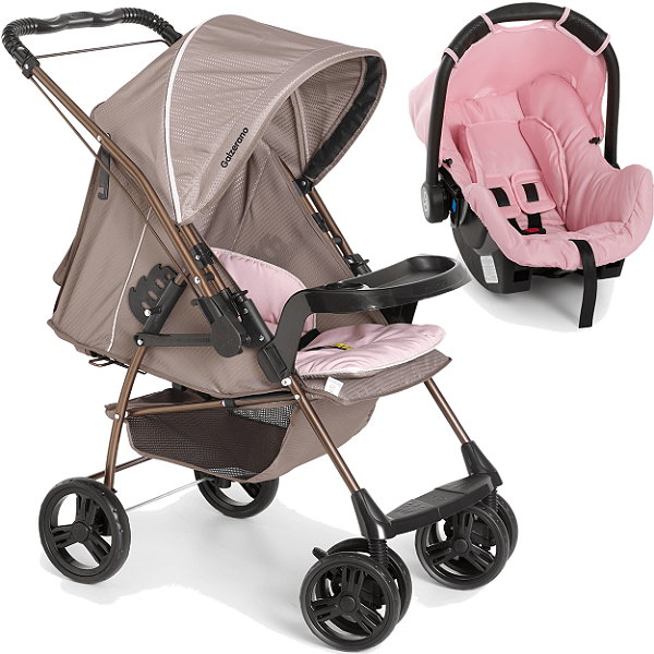 Carrinho de Bebe Travel System Galzerano Milano Bebe Conforto Rosa
