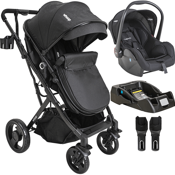 Carrinho de Bebe Kiddo Vox II com Bebe Conforto e Base Preto