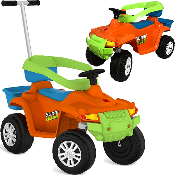 Carrinho de Passeio Andador Bandeirante Quadriciclo Laranja