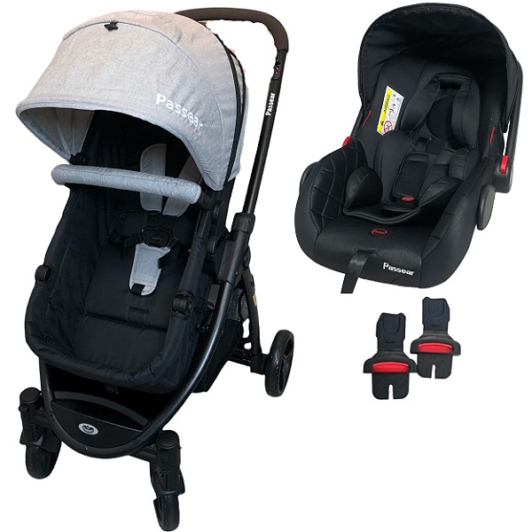 Carrinho de Bebe Bebe Conforto Passear Baby Jupiter 3 em 1 Cinza