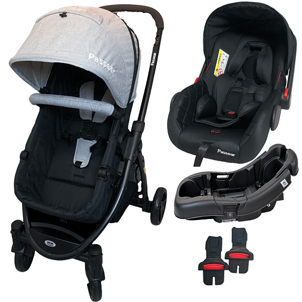Carrinho de Bebe Bebe Conforto Base Passear Baby Jupiter Cinza
