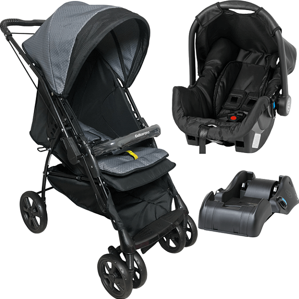 Carrinho Bebe Conforto Base Galzerano Maranello III Preto Cinza