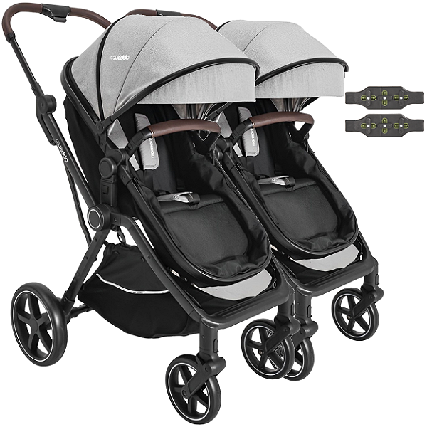 Carrinho Kiddo para Gemeos com Bebe Conforto Nomad Grafite