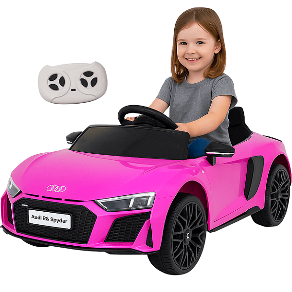 Carro Elétrico Importway Audi R8 Spyder Rosa 12V Controle Remoto