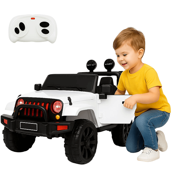 Mini Carro Elétrico Jipe Importway Branco 12V com Controle Remoto