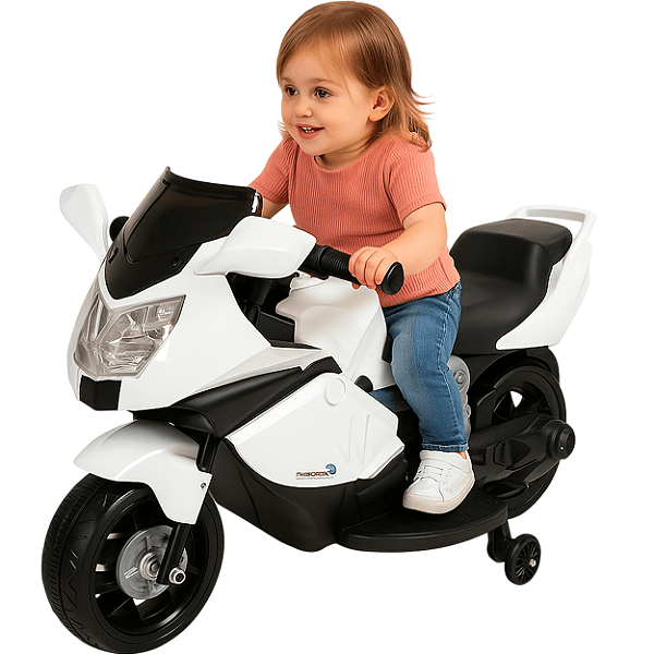 Mini Motinha Elétrica Infantil Importway Branco 6V Luzes LED e Som