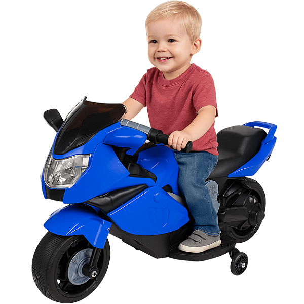 Mini Motinha Elétrica Infantil Importway Azul 6V Luzes LED e Som