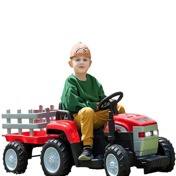 Trator Eletrico infantil Shiny toys Com Carroceria Vermelho 12V