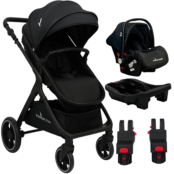 Carrinho de Bebe Premium Baby Kansas Bebe Conforto Base Black