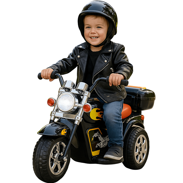 Mini Moto Elétrica Infantil Chopper Zippy Toys Preta 6V