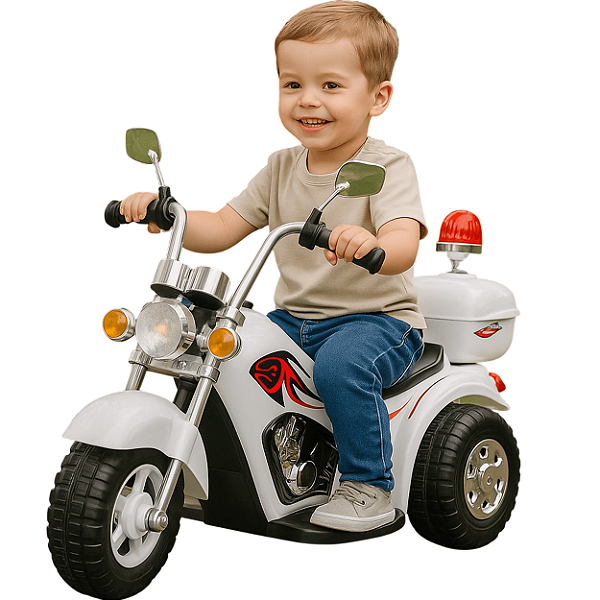 Moto Elétrica Bang Toys Infantil Chopper Guardian X Branca  6V