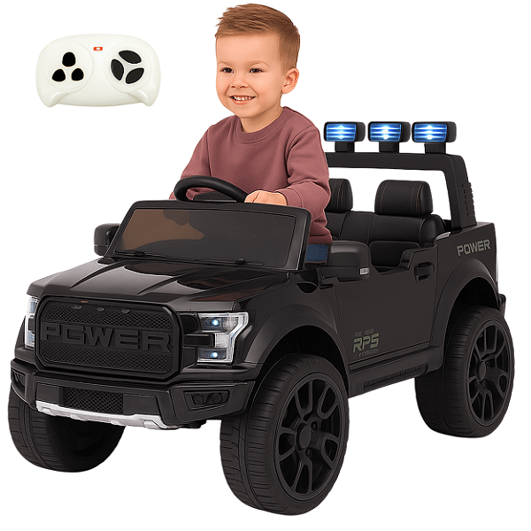 Carro Elétrico Infantil Biemme Pick-UP Ram Preta  12V