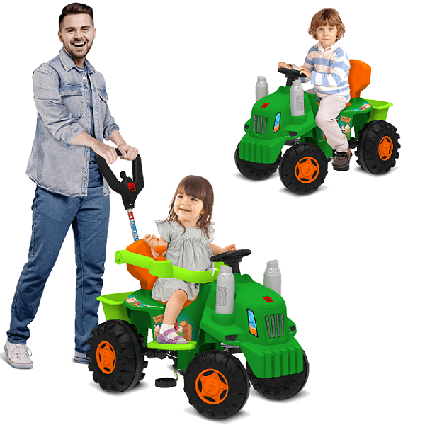 Tratorzin de Passeio e Pedal Infantil 2 em 1 Verde Bandeirante