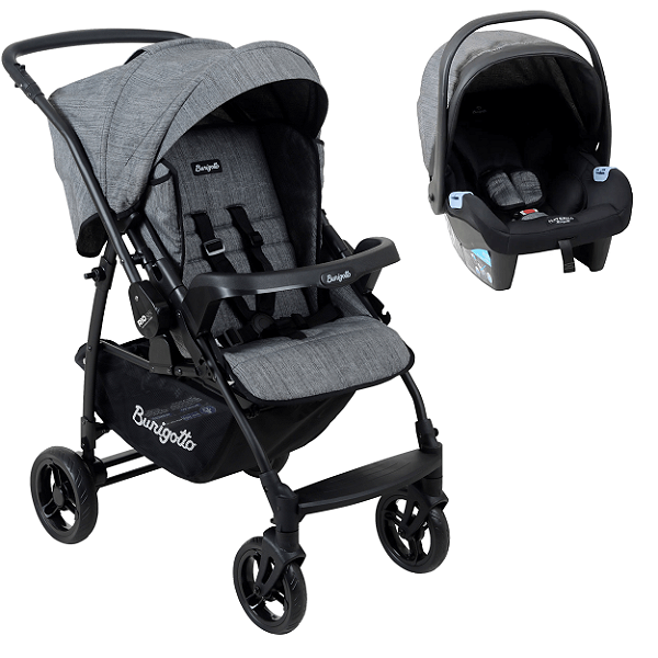 Carrinho de Bebê Burigotto Travel System Rio K 22 Mesclado Preto