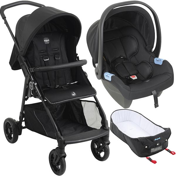 Carrinho de Bebe Moises com Bebe Conforto Burigotto Lui 22 Grafite