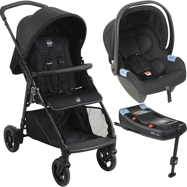 Carrinho com Bebe Conforto Base ISOFIX Burigotto Lui 22 Grafite