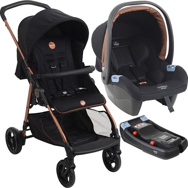 Carrinho de Bebe com Bebe Conforto e Base Burigotto Lui 22 Cobre