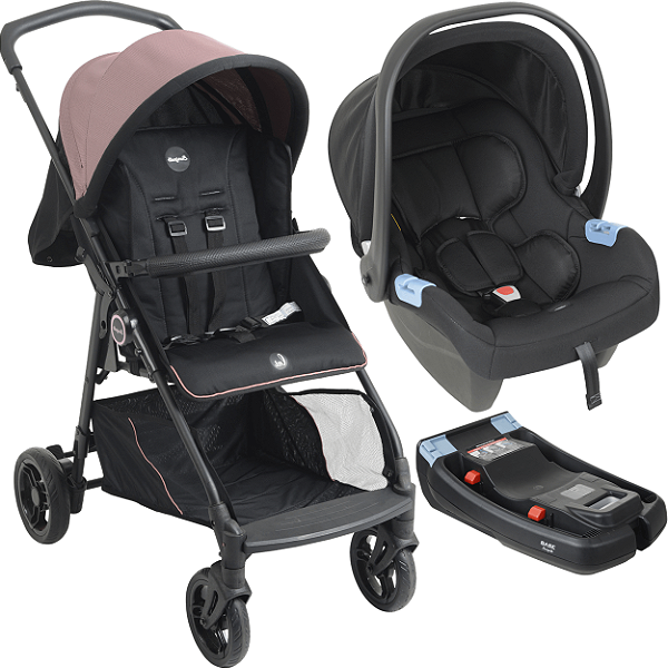 Carrinho de Bebe com Bebe Conforto e Base Burigotto Lui 22 Rose