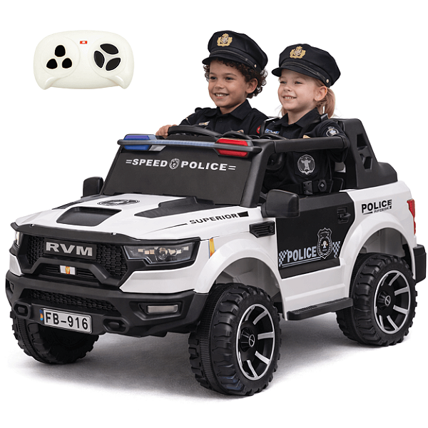 Caminhonete Elétrica Dodge Ram Zippy Toys RVM Policia 12V Controle