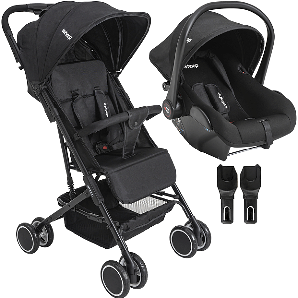 Carrinho de Bebe com Bebe Conforto Colinho Kiddo Mascote Preto