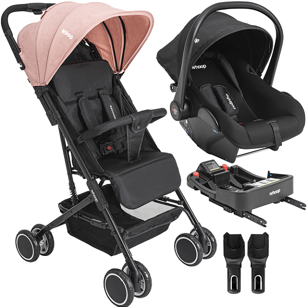 Carrinho de Bebe Bebe Conforto Colinho Base ISOFIX Kiddo Mascote Rosa