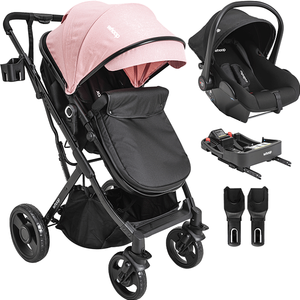 Carrinho de Bebe Bebe Conforto Colinho Base ISOFIX Kiddo Vox II Rosa