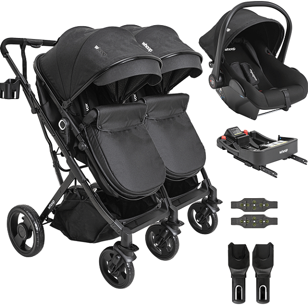 Carrinho Kiddo Gemeos Bebe Conforto Colinho Base ISOFIX Vox Preto