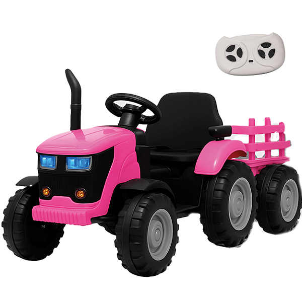 Trator Eletrico Zippy Toys JCB Fastrac 8330 Rosa 12V Caçamba Controle