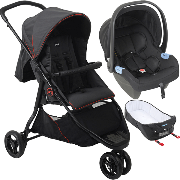 Carrinho de Bebe Moises Bebe Conforto Burigotto CR3 22 Gray Red