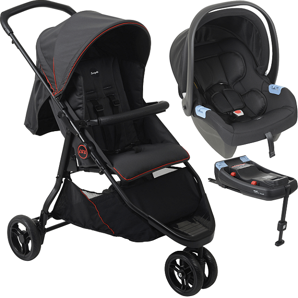 Carrinho com Bebe Conforto Base ISOFIX Burigotto CR3 22 Gray Red