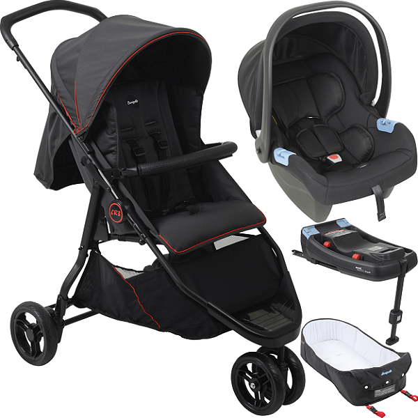Carrinho Moises Bebe Conforto Base ISOFIX Burigotto CR3 22 Gray Red