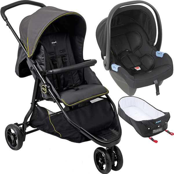 Carrinho de Bebe Moises Bebe Conforto Burigotto CR3 22 Gray Neon