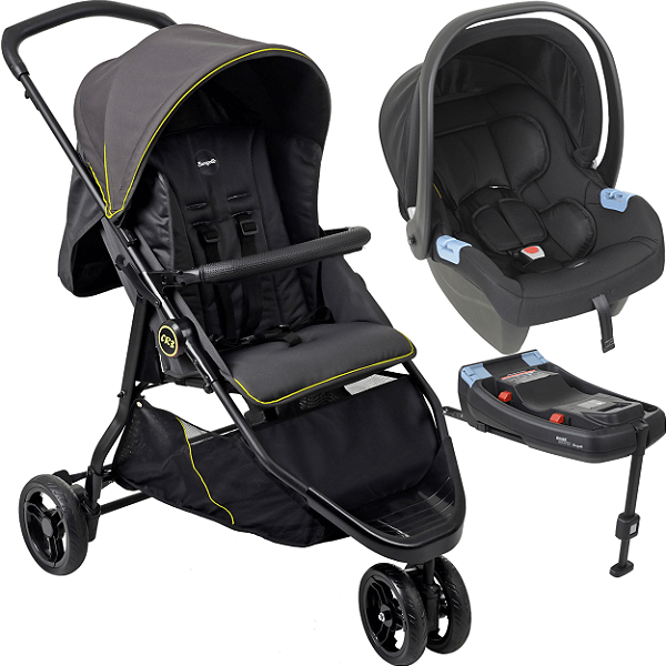 Carrinho com Bebe Conforto Base ISOFIX Burigotto CR3 22 Gray Neon