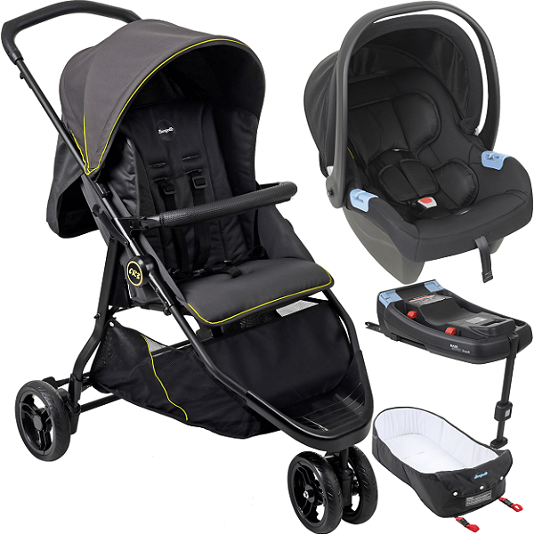 Carrinho Moises Bebe Conforto Base ISOFIX Burigotto CR3 22 Neon