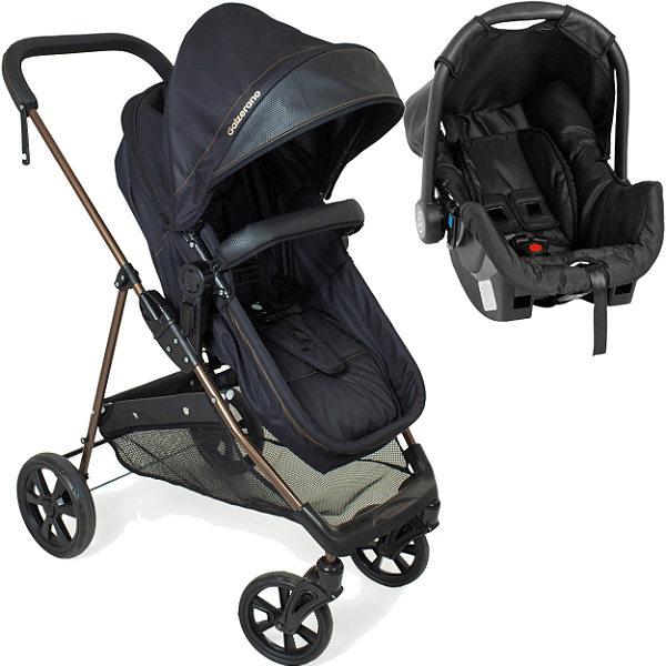 Carrinho de Bebe Bebe Conforto Galzerano Napoli G22 Preto Cobre