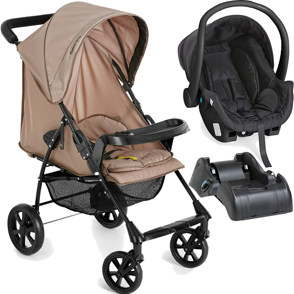 Carrinho de Bebe Bebe Cocoon Black Base Galzerano Romano G22 Toffee