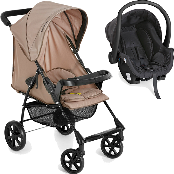 Carrinho de Bebe Bebe Cocoon Black Galzerano Romano G22 Toffee