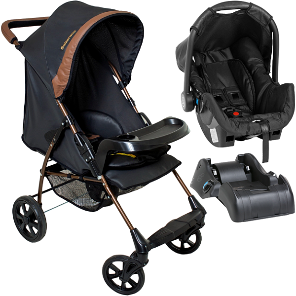Carrinho de Bebe Bebe Conforto Base Galzerano Romano G22 Preto Cobre