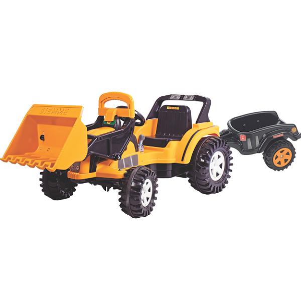 Trator Eletrico Biemme Big Joao Boss 12V Pa e Caçamba Amarelo