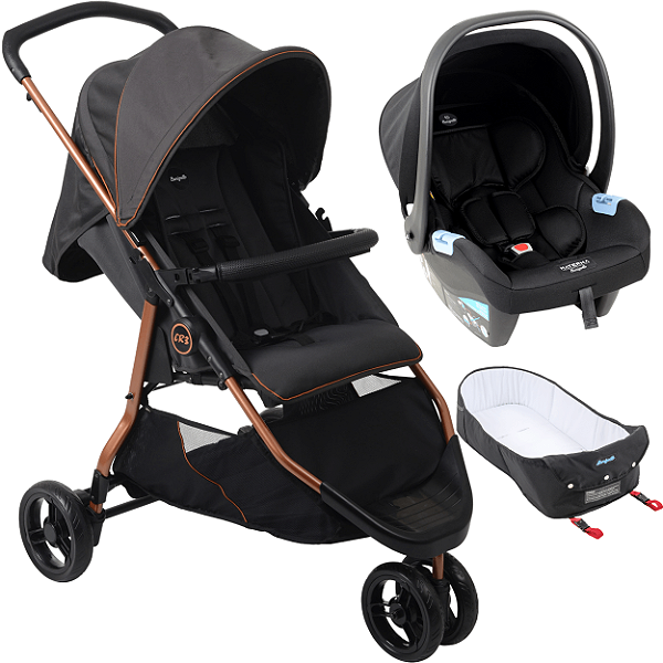 Carrinho de Bebe Moises Bebe Conforto  Preto Burigotto CR3 22 Gray Cobre