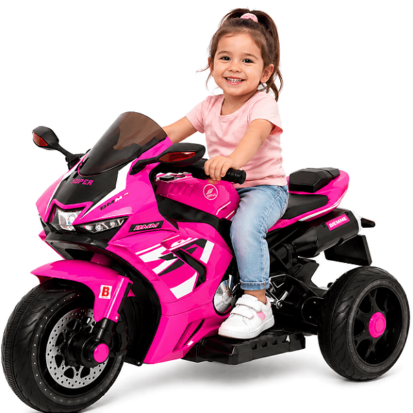 Moto Eletrica Infantil Biemme Sport Trike 12V Rosa