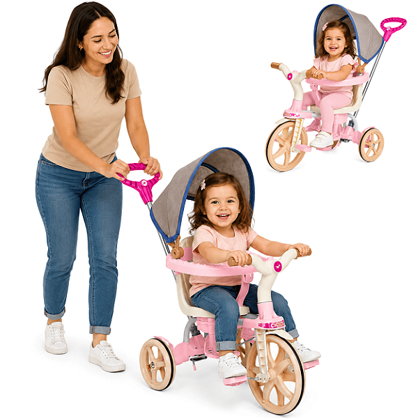 Triciclo Ciclito 2 em 1 Calesita com Pedal e Empurrador Collor