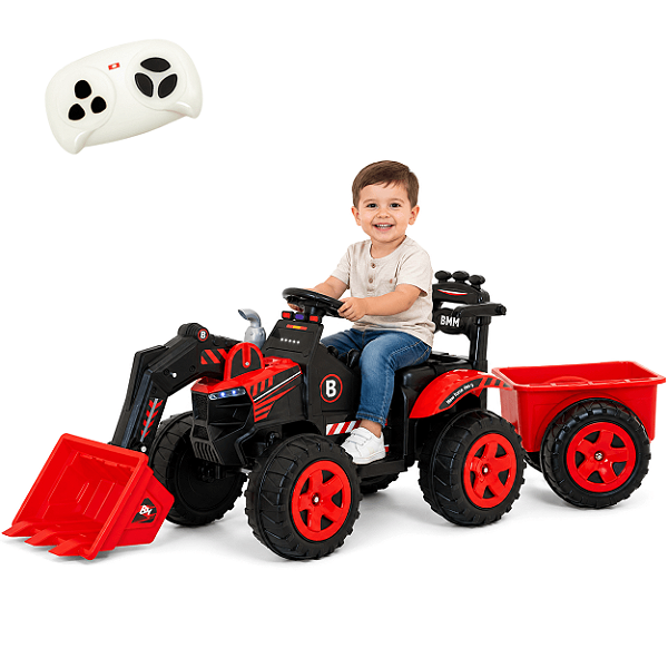 Trator Eletrico Biemme Escavedeira B Land Vermelho 12V Controle