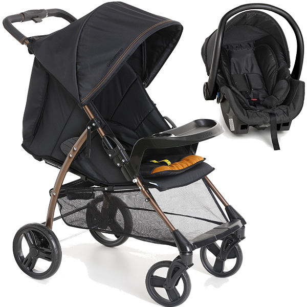 Carrinho de Bebe Bebe Cocoon Preto Galzerano San Remo Preto Cobre
