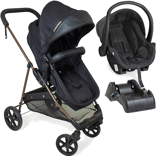 Carrinho Moises Bebe Cocoon Preto Base Galzerano Napoli G22 Preto Cobre