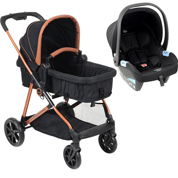 Carrinho Bebe Materna Preto Burigotto Reversivel Revert 22 Preto Cobre